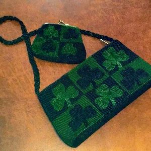 Irish Shamrock Beaded Bag